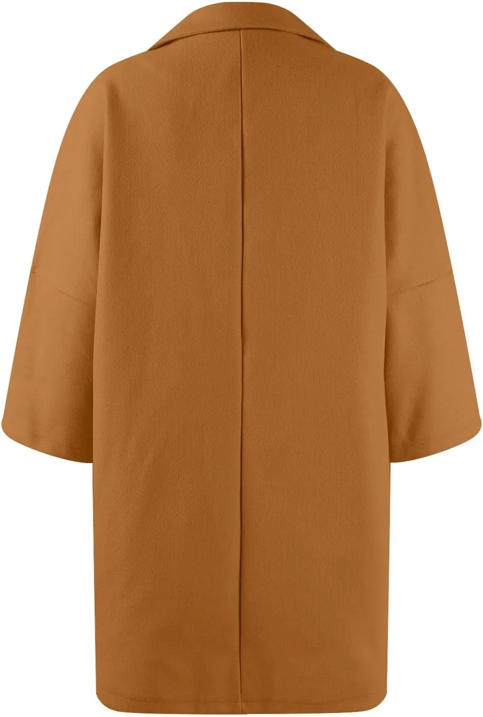 Pea Coats for Women Trendy Lapel Button 3/4 Sleeve Coats Winter Double Breasted Wool Coats with Pockets