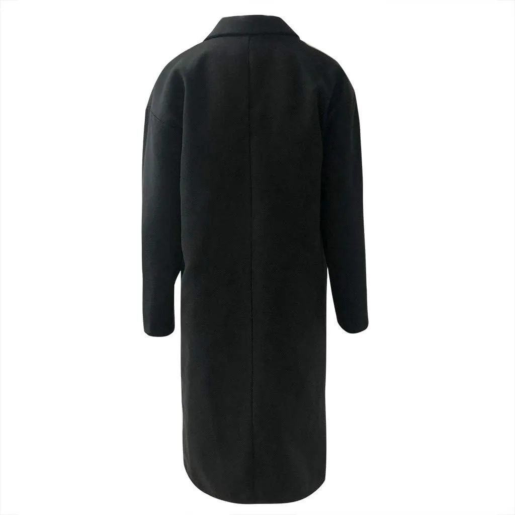 Pea Coats for Women Winter Wool Blend Camel Trench Coat Notch Lapel Double-Breasted Mid-Long Jacket Outwear