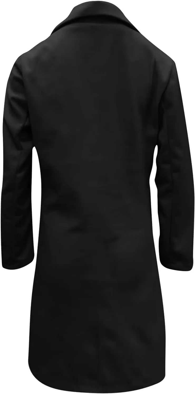 Pea Coats For Women,2024 Trendy Classic Notched Lapel Collar Double Breasted Trench Coat Mid Slim Fit Winter Coats