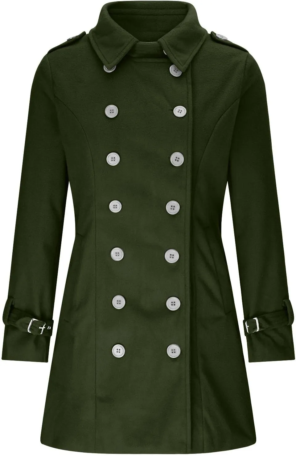 Peacoat Womens Coat, Mid Long Classic Overcoat Double Breasted Slim Outdoor Jackets Winter Trench Outerwear