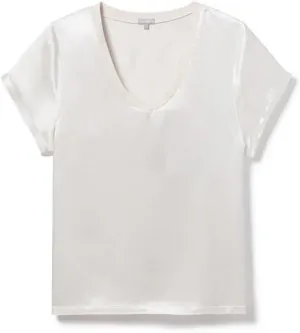 PJ Harlow Satin V-Neck Tee