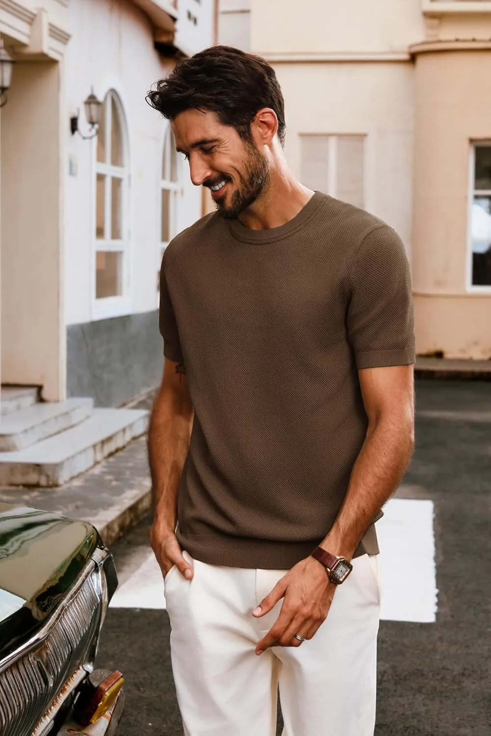 PJ PAUL JONES Mens Casual T-Shirts Classic Short Sleeve Knit Tees Crewneck Solid Tee Shirts