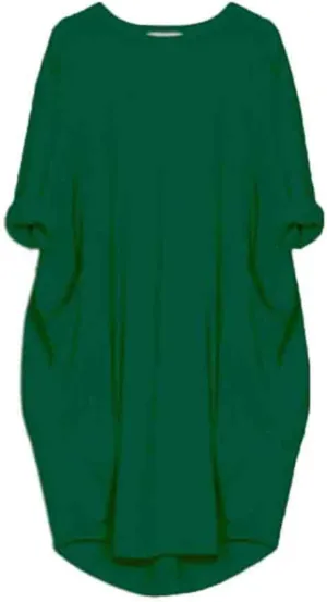 Plus Size Dresses for Curvy Women Casual Roll-Up Oversized Tunic Dress Loose Baggy Tshirt Midi Derss Tops with Pockets