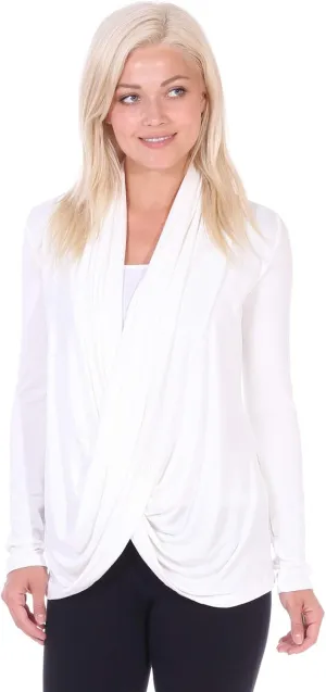 Popana Womens Casual Long Sleeve Criss Cross Fall Cardigan Plus Size Made in USA