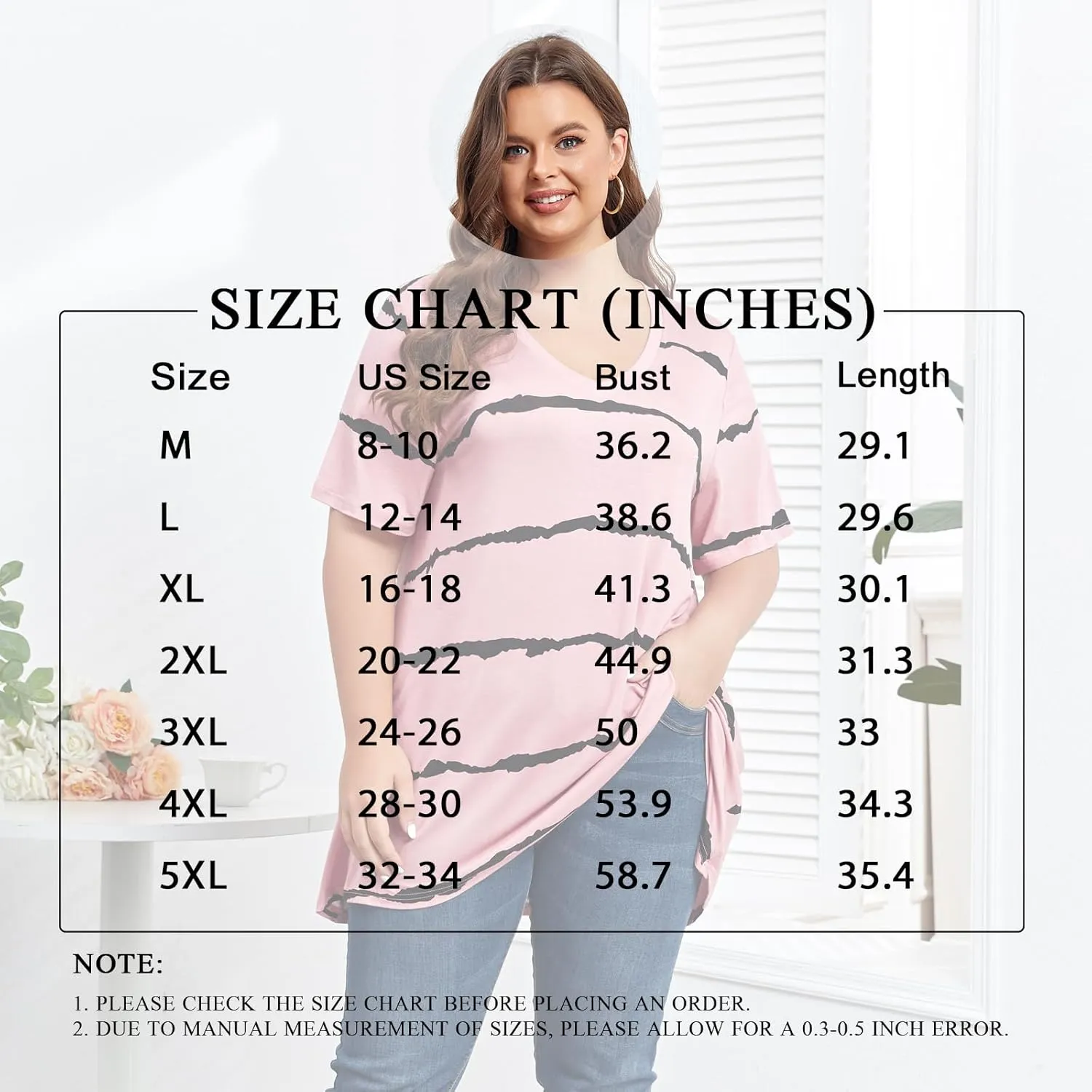 POPYOUNG Women's Long Tunic Tops to Wear with Leggings Summer Short Sleeve Loose Fit Dressy Shirts M-5XL