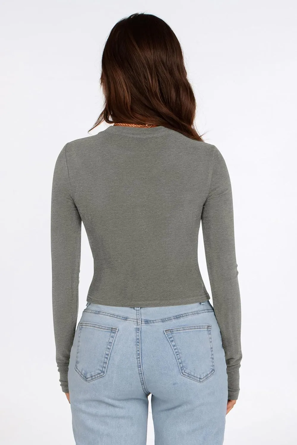 PRETTYGARDEN Women's Long Sleeve Crop Tops Y2K Spring Fall Fashion Clothes Basic Slim Fit Tee Shirts Blouse