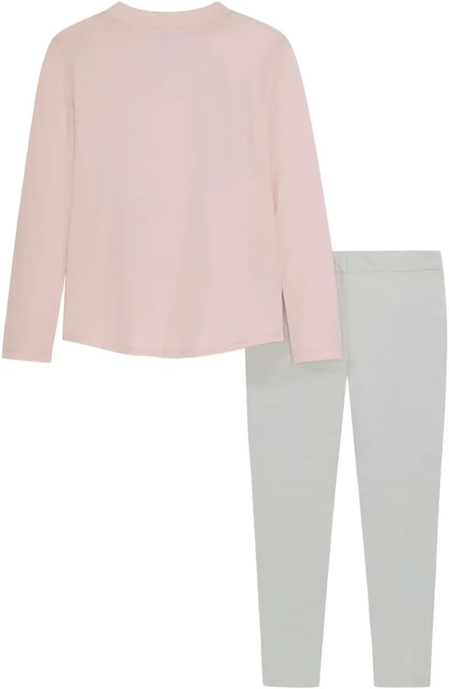 PUMA girls Long Sleeve Tee & Legging Set, Logo Graphics, Crewneck