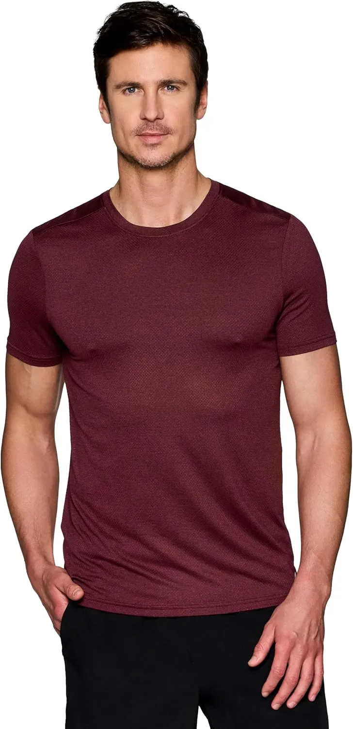 RBX Active Men's Athletic Fit Workout Tee, Short Sleeve Moisture Wicking Quick Drying Crewneck Training Shirt