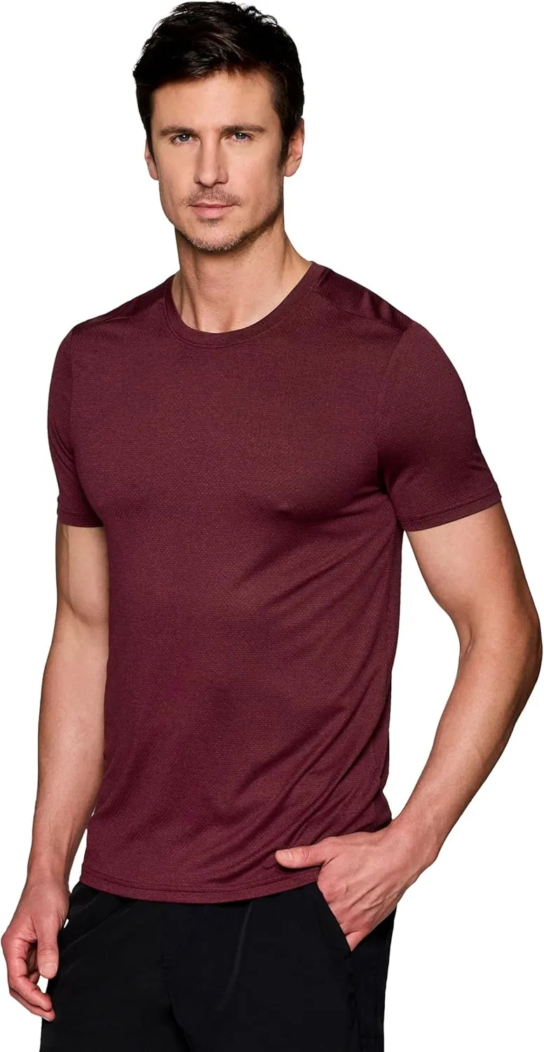 RBX Active Men's Athletic Fit Workout Tee, Short Sleeve Moisture Wicking Quick Drying Crewneck Training Shirt