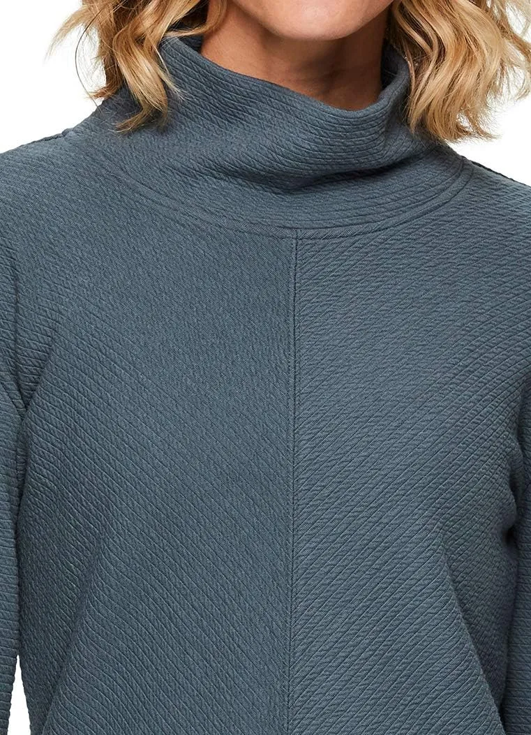 RBX Active Women's Ultra Soft Quilted Cowl Neck Pullover Sweater, Lightweight Mock Neck Tunic Sweatshirt with Thumbholes
