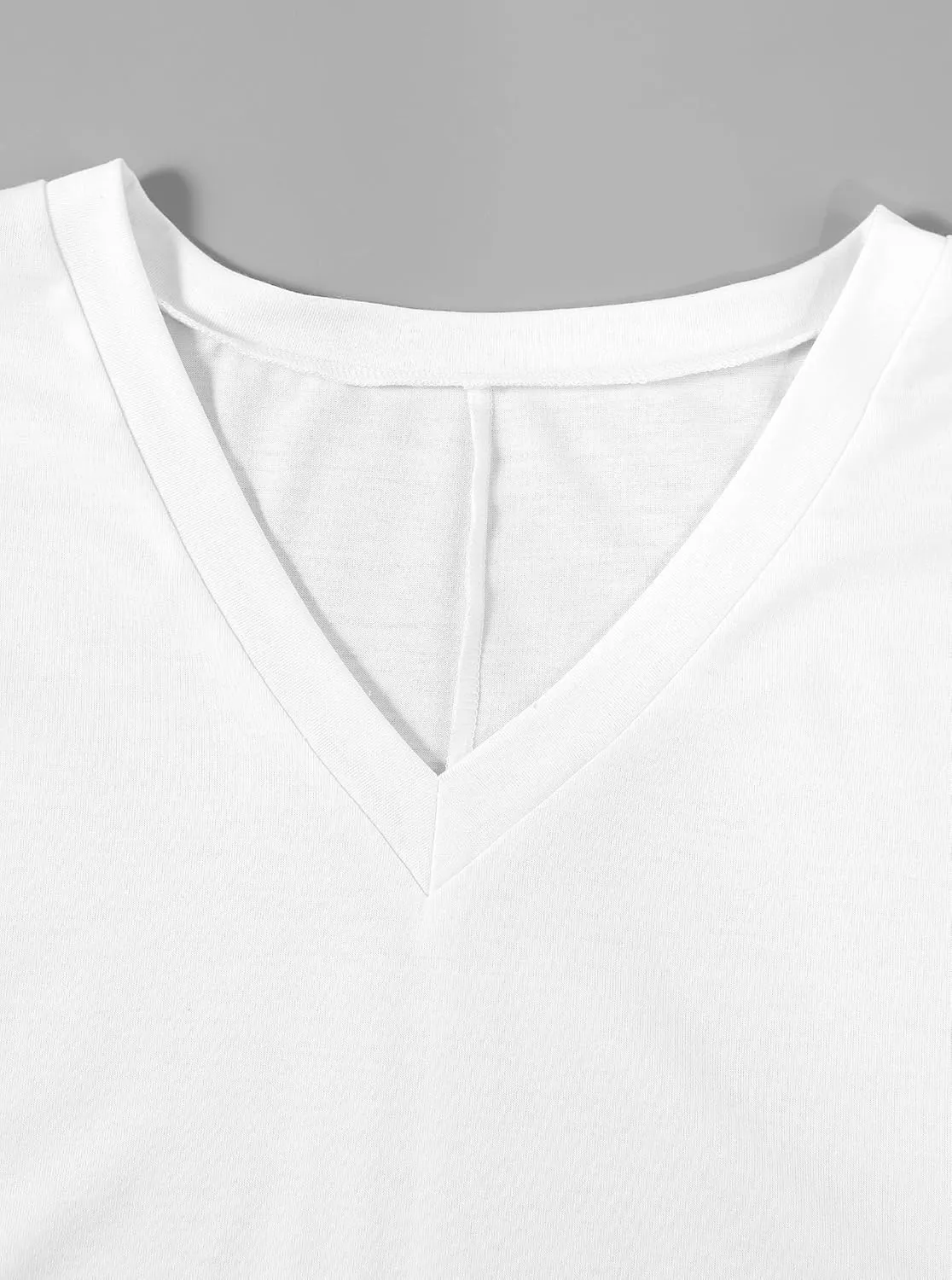 Remidoo Women's Side Slit Rolled Short Sleeve Tee V Neck Loose Fit Tunic T Shirt Top