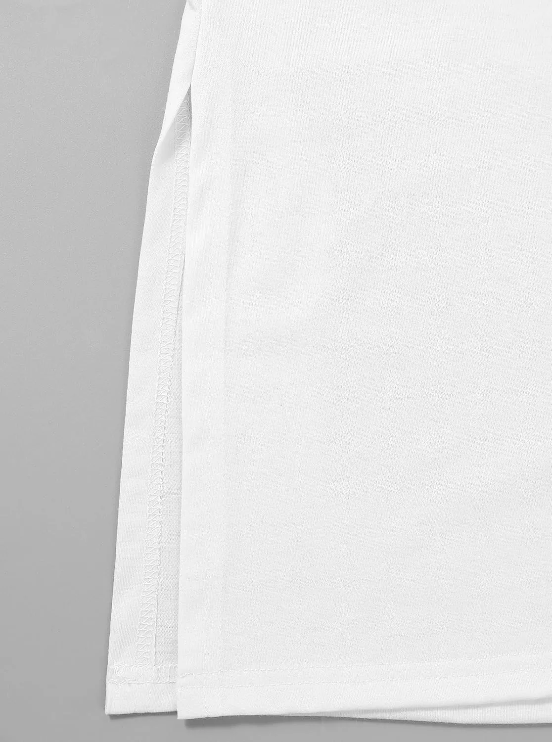 Remidoo Women's Side Slit Rolled Short Sleeve Tee V Neck Loose Fit Tunic T Shirt Top
