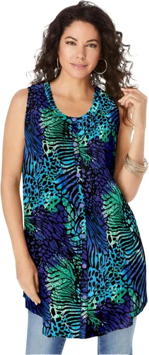 Roaman's Women's Plus Size Sleeveless Angelina Tunic