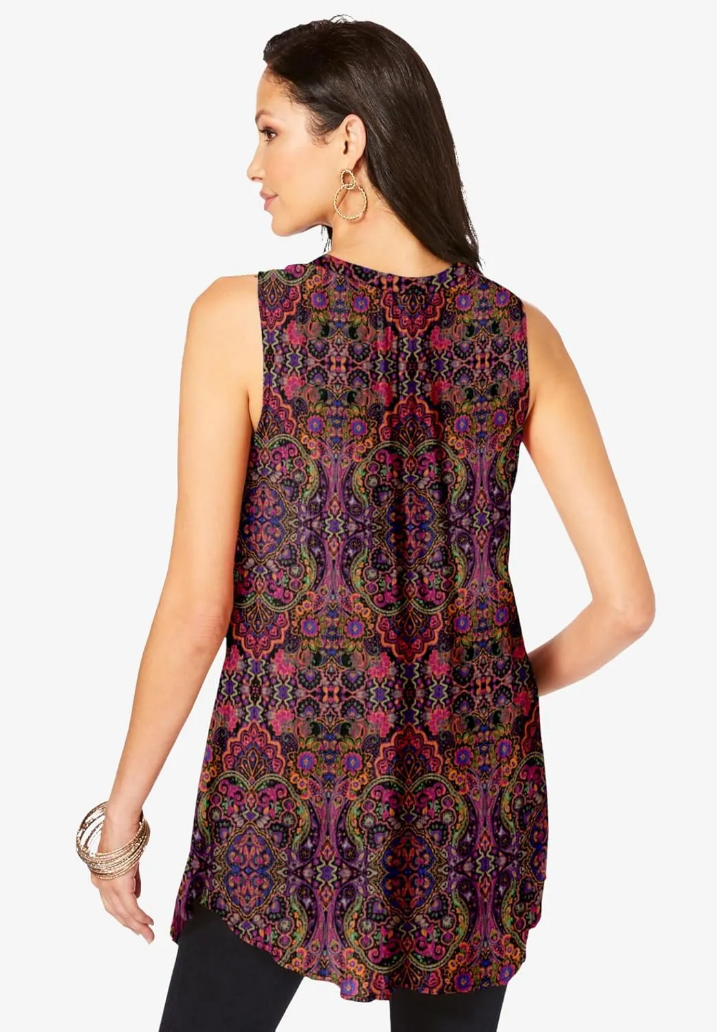 Roaman's Women's Plus Size Sleeveless Angelina Tunic