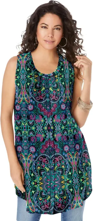 Roaman's Women's Plus Size Sleeveless Angelina Tunic