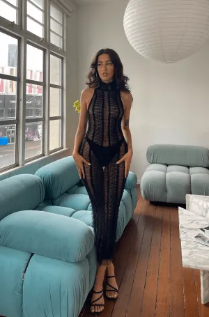 Roberta Einer - Long Angel Bodycon Black Dress