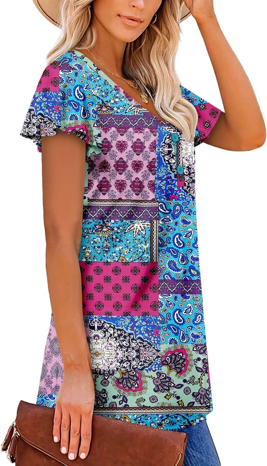 ROSELINLIN Womens Tank Tops and Short Sleeve Floral Summer Tops
