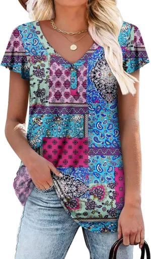 ROSELINLIN Womens Tank Tops and Short Sleeve Floral Summer Tops