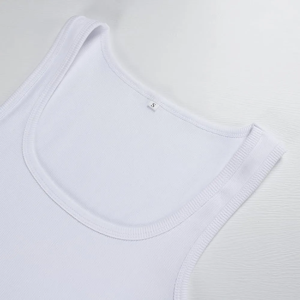 Roselux Women's Sleeveless Scoop Neck Fitted Tank Top Ribbed Knit Casual Basic Cami Shirts