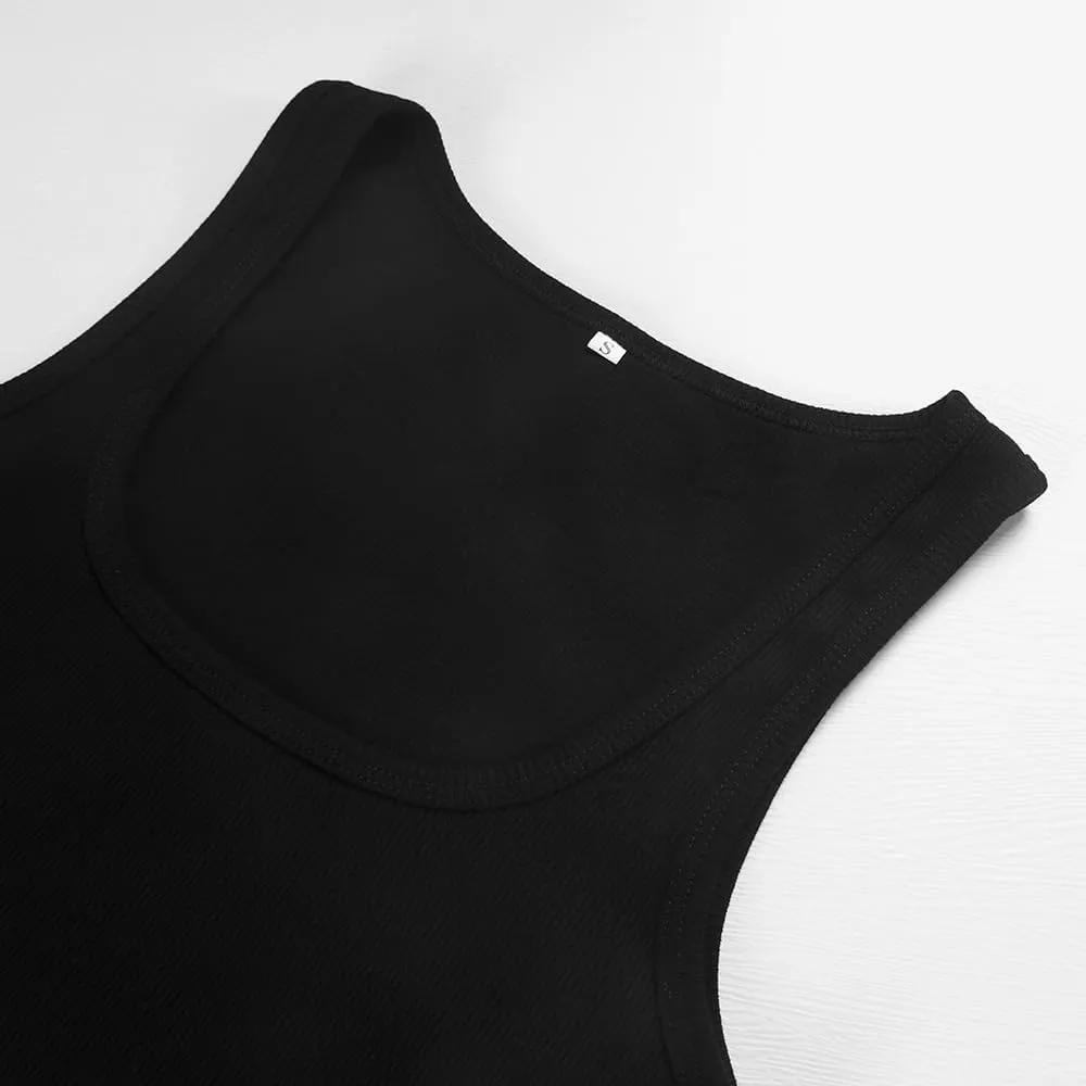 Roselux Women's Sleeveless Scoop Neck Fitted Tank Top Ribbed Knit Casual Basic Cami Shirts