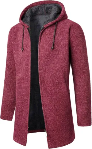 RTRDE Mens Coat Knitted Cardigan Sweaters Jacket Full Zip Fleece Lined Winter Warm Hoodie Coat Casual Jackets, L-4XL