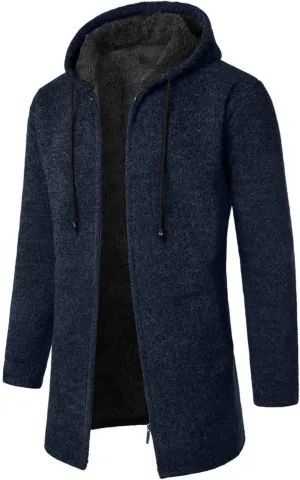 RTRDE Mens Coat Knitted Cardigan Sweaters Jacket Full Zip Fleece Lined Winter Warm Hoodie Coat Casual Jackets, L-4XL