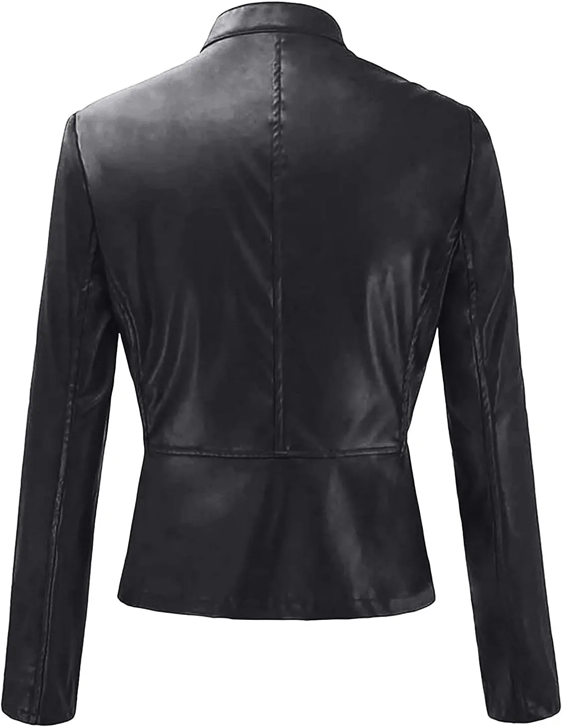 Ruziyoog Women's Faux Leather Jacket Lightweight Casual Zip Up Slim Short Moto PU Coat Motorcycle Bomber Jackets Outwear