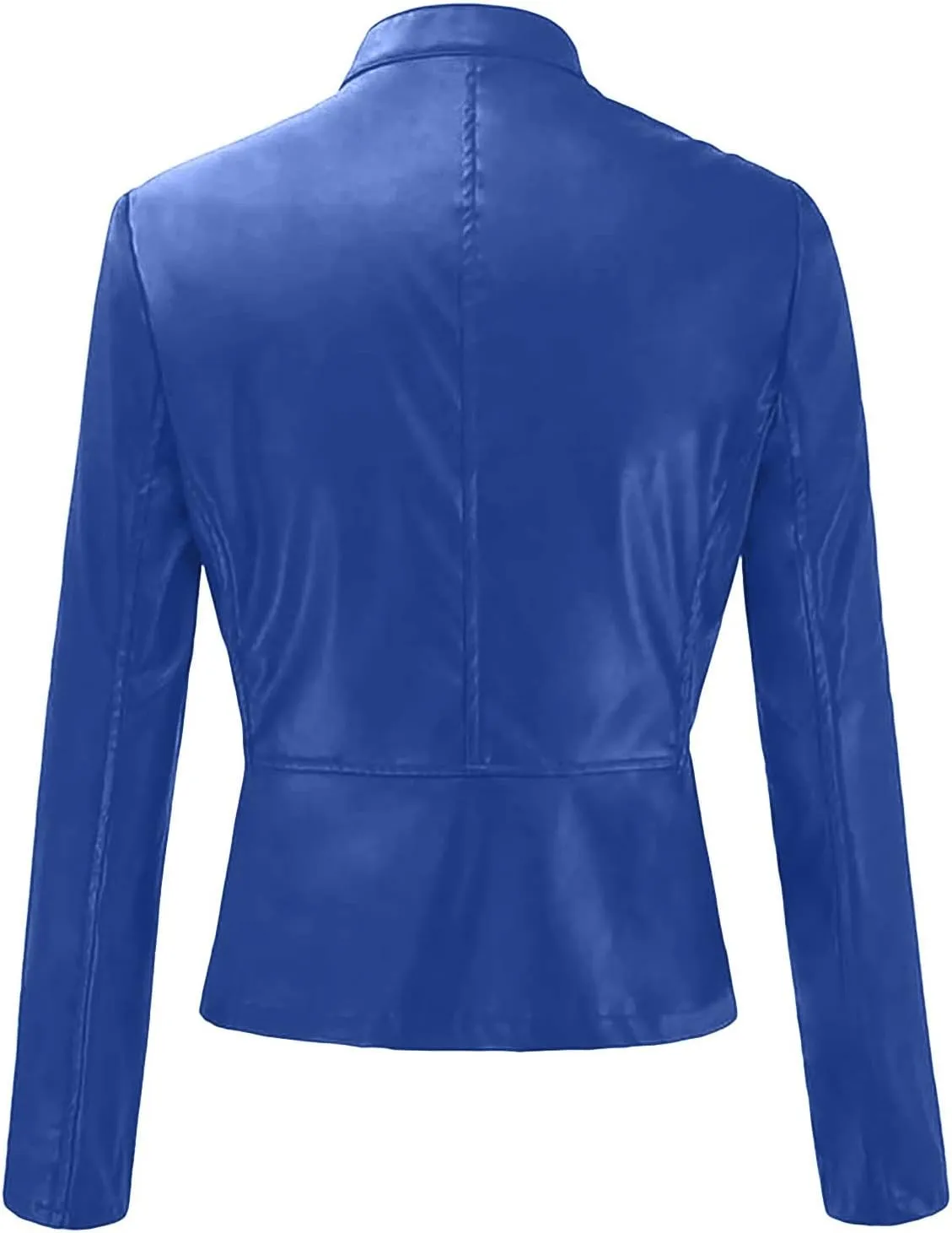 Ruziyoog Women's Pu Faux Leather Jacket Long Sleeve Open Front Coats Lightweight Casual Slim Short Motorcycle Bomber Outwear