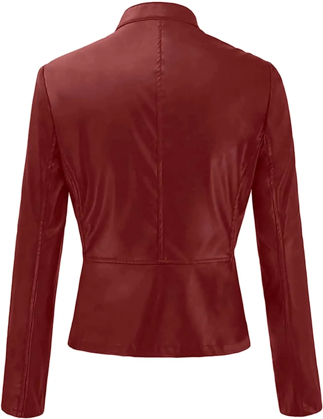 Ruziyoog Women's Pu Faux Leather Jacket Long Sleeve Open Front Coats Lightweight Casual Slim Short Motorcycle Bomber Outwear