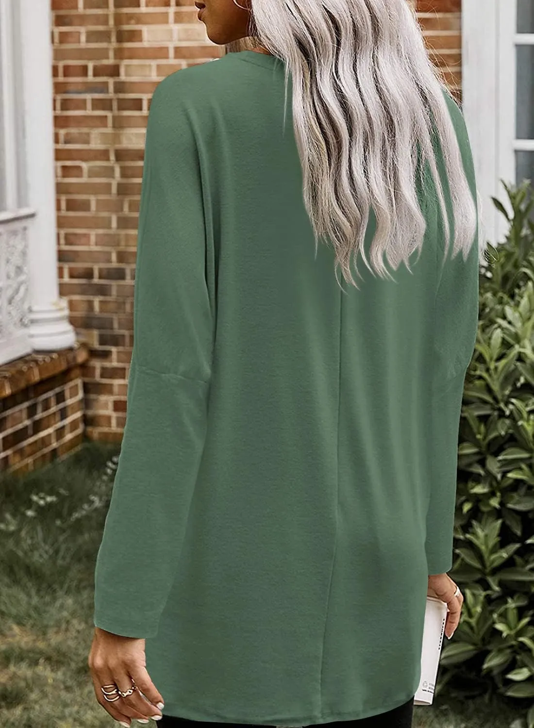 SENSERISE Womens Long Sleeve Long Tunic Tops for Leggings Plus Size Tunics Shirt with Pockets