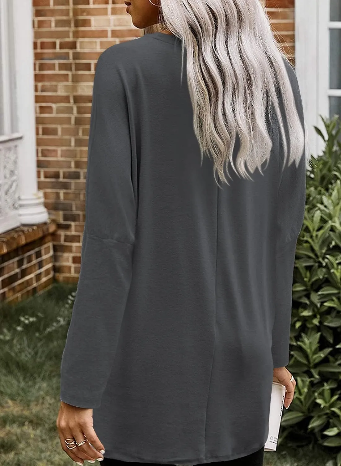 SENSERISE Womens Long Sleeve Long Tunic Tops for Leggings Plus Size Tunics Shirt with Pockets