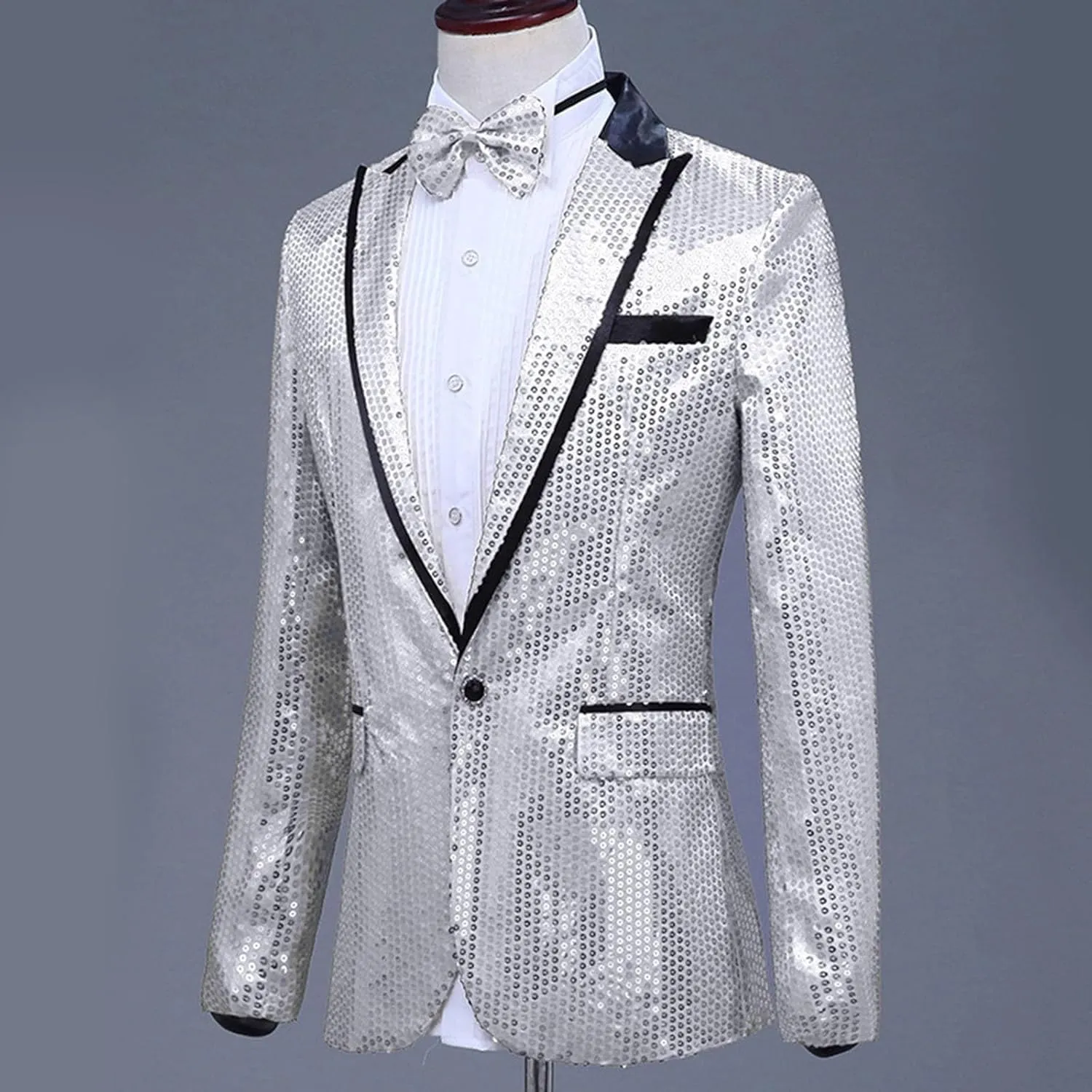 Sequin Blazer Metallic Suit Disco Prom Shiny Jacket Wedding Party Banquet Fashion Tuxedo for Mens Adult