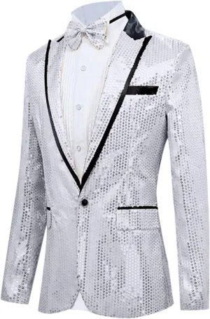 Sequin Blazer Metallic Suit Disco Prom Shiny Jacket Wedding Party Banquet Fashion Tuxedo for Mens Adult