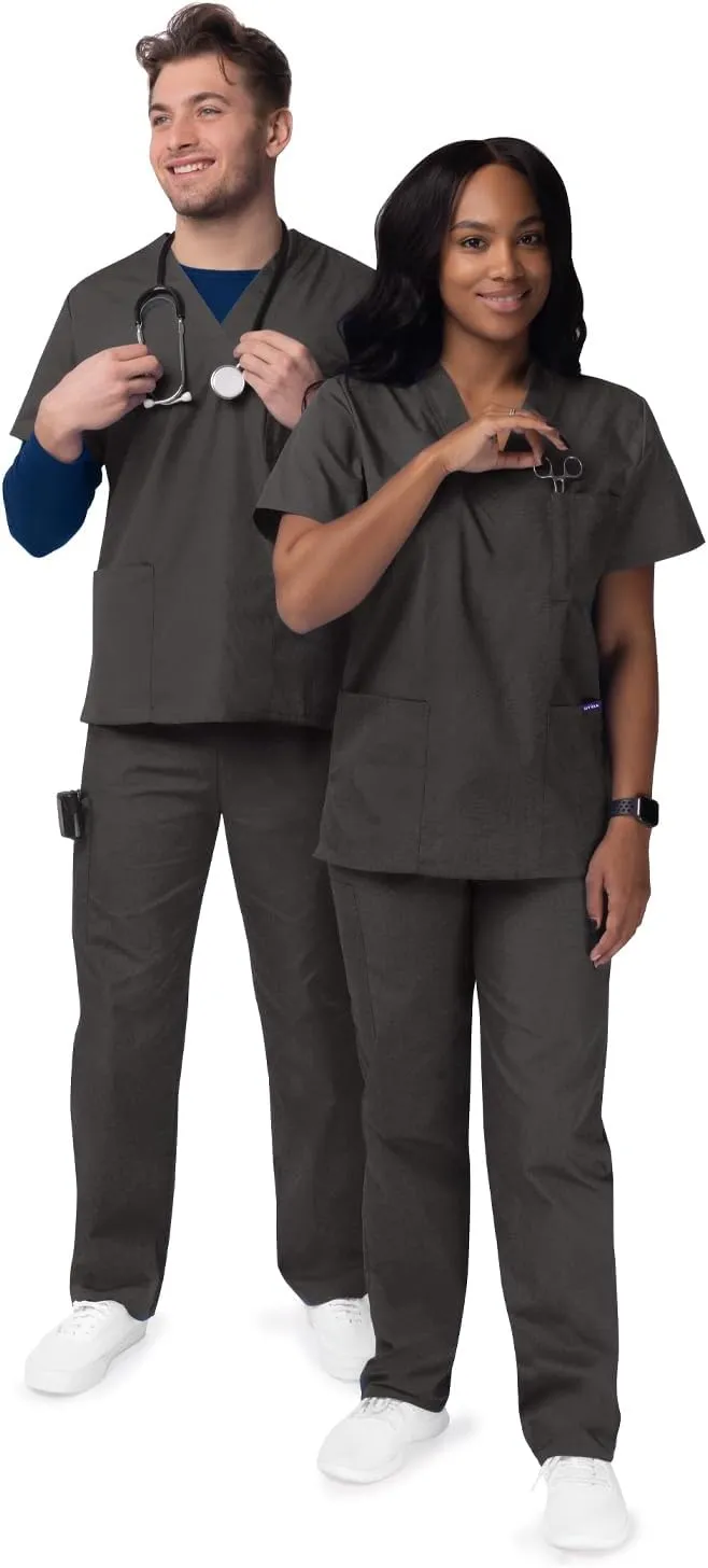 Sivvan Unisex Scrubs - Classic V-Neck Top & Drawstring Pants Scrub Set