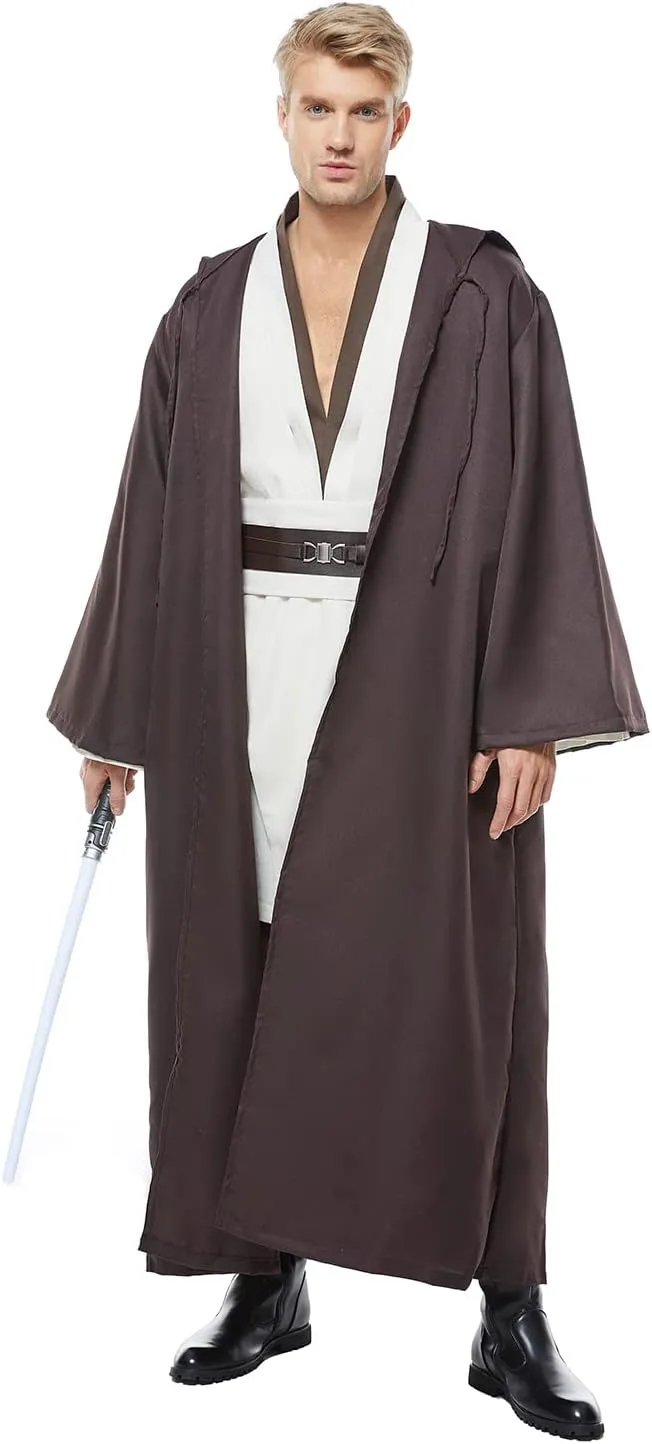 Skywalker Costume Tunic Hooded Robe Men Adult Male Cloak Darth Cosplay Halloween Outfit