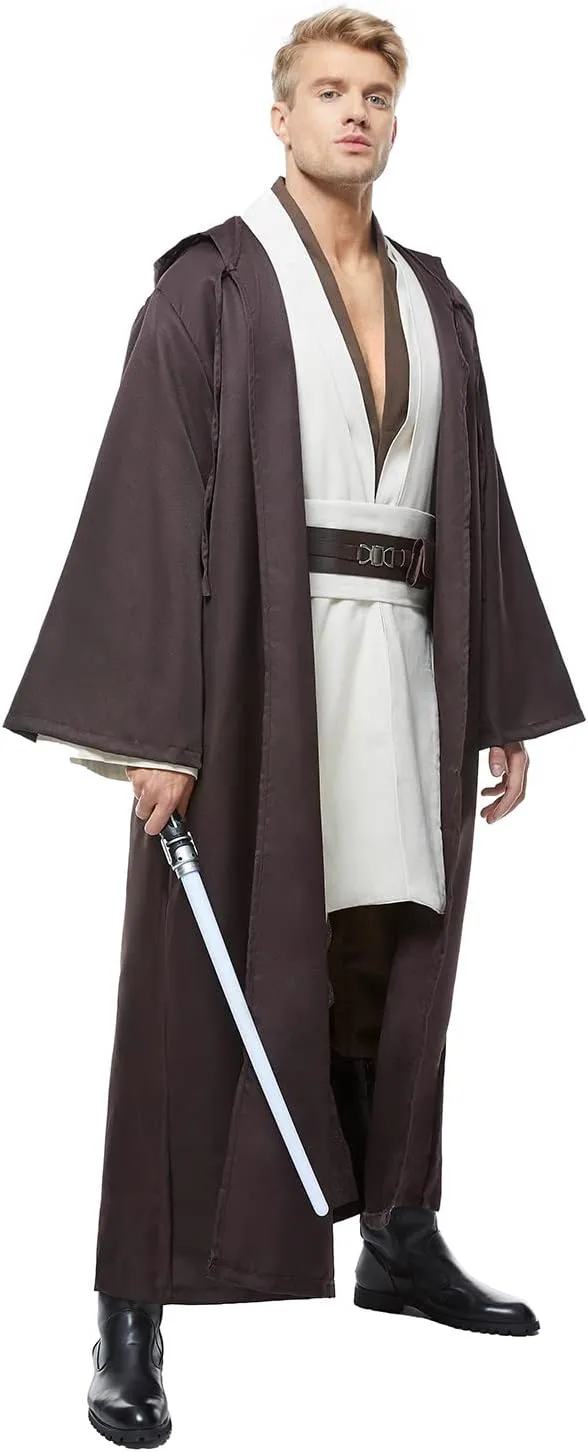 Skywalker Costume Tunic Hooded Robe Men Adult Male Cloak Darth Cosplay Halloween Outfit