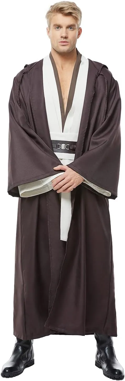 Skywalker Costume Tunic Hooded Robe Men Adult Male Cloak Darth Cosplay Halloween Outfit