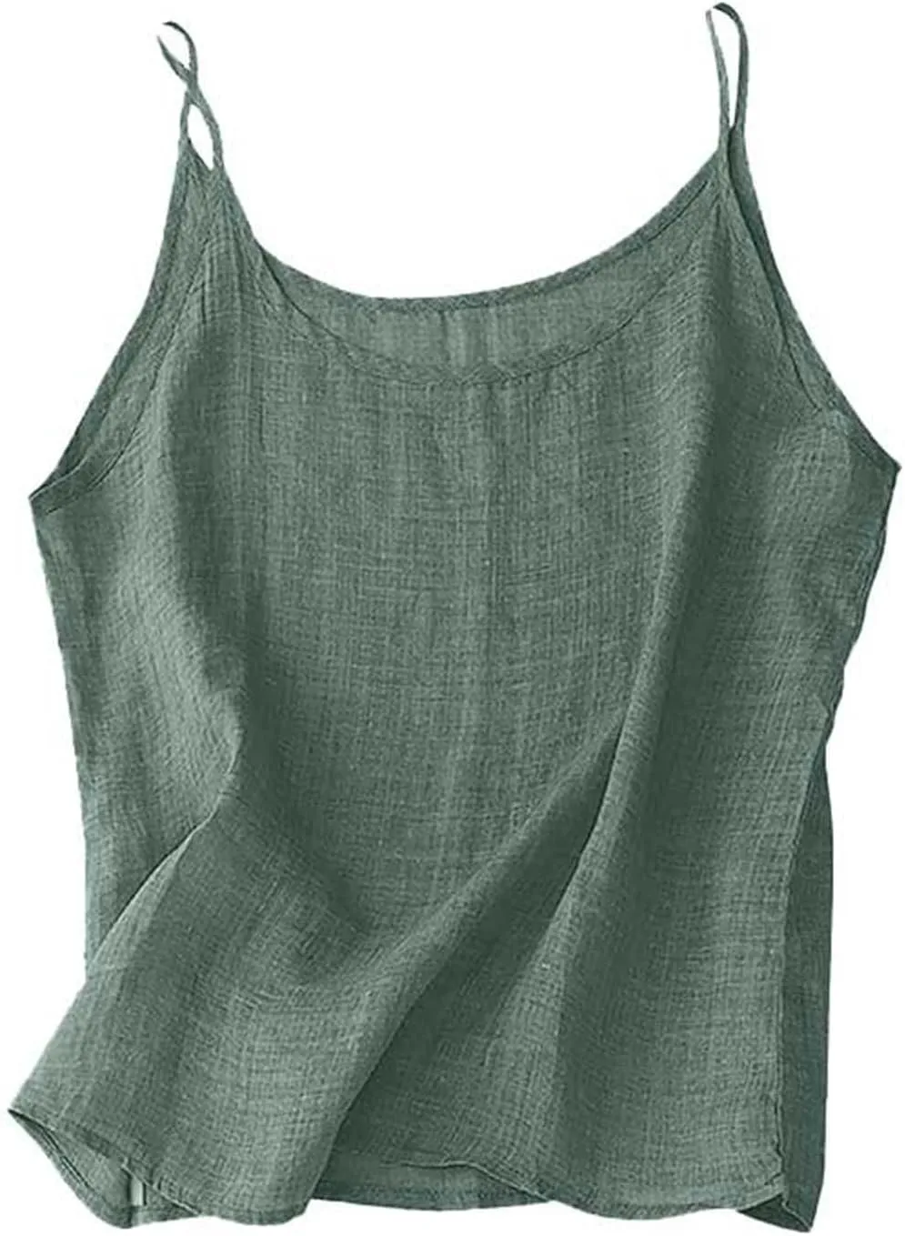 Spaghetti Strap Peplum Tops for Women Trendy Loose Fit Tank Cotton Linen Sleeveless Shirts Casual Vacation Outfits