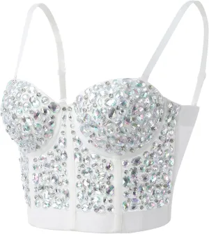Sparkle Going Out Tank Tops for Women Club Rhinestone Sequin Sparkly Sleeveless Spring Blouses Shiny Camisole Party