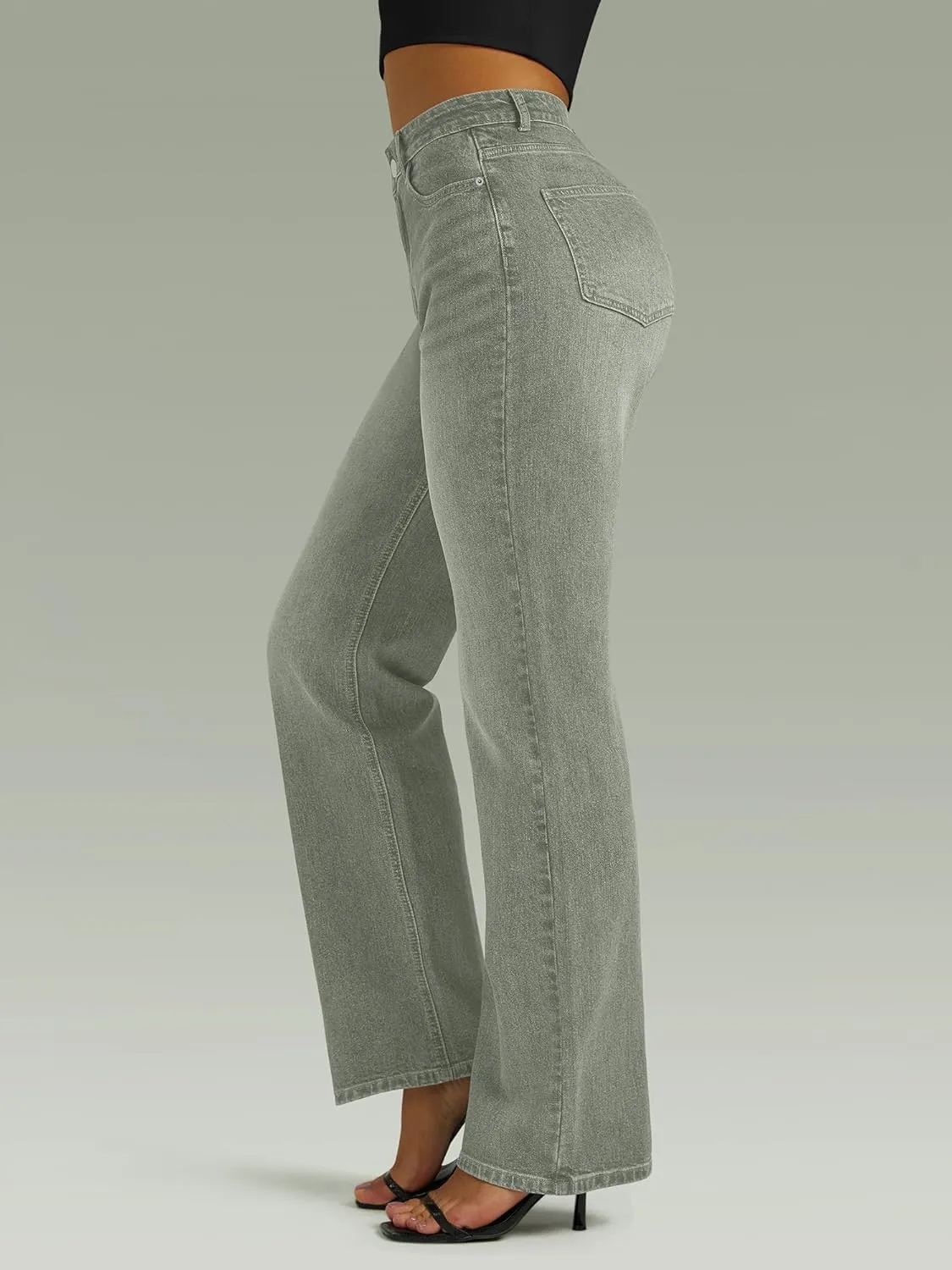 Straight Leg Jeans for Women,High Waisted Wide Leg Loose Microelastic Boyfried Denim Pants