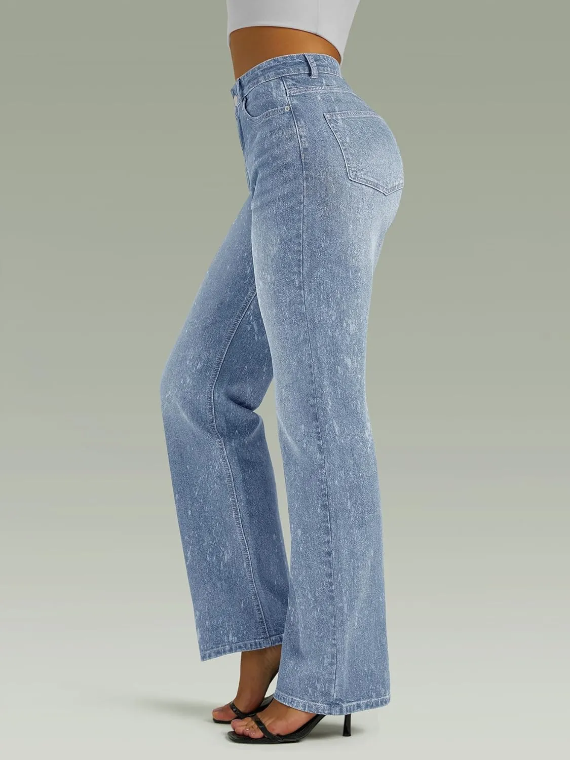 Straight Leg Jeans for Women,High Waisted Wide Leg Loose Microelastic Boyfried Denim Pants