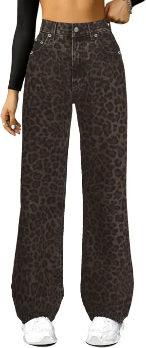 Straight Leg Jeans for Women,High Waisted Wide Leg Loose Microelastic Boyfried Denim Pants
