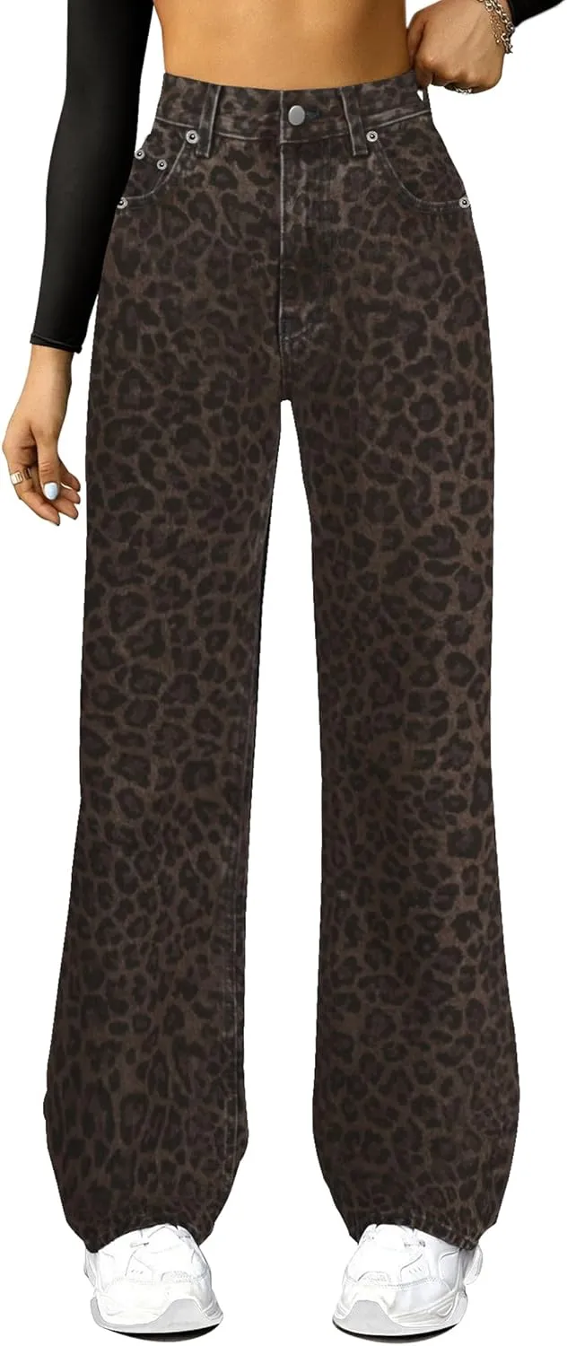 Straight Leg Jeans for Women,High Waisted Wide Leg Loose Microelastic Boyfried Denim Pants