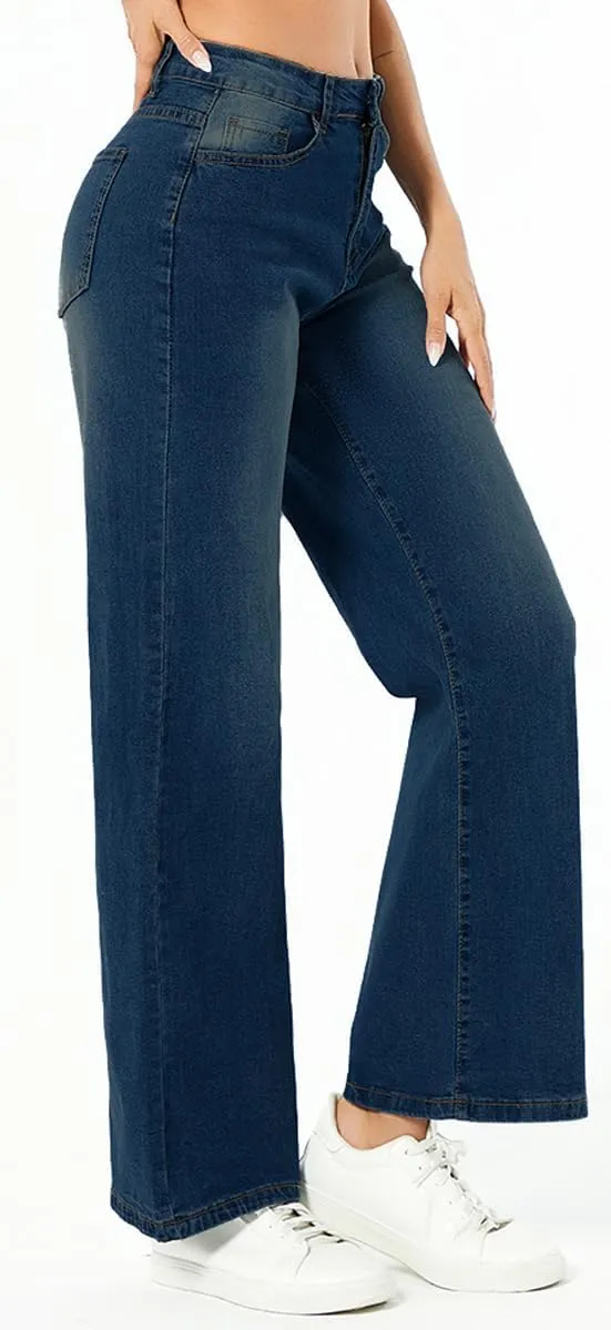 Straight Leg Jeans for Women,High Waisted Wide Leg Loose Microelastic Wide Leg Denim Pants