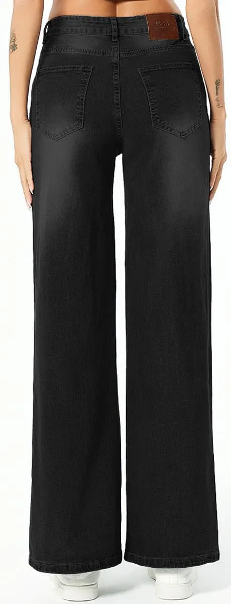 Straight Leg Jeans for Women,High Waisted Wide Leg Loose Microelastic Wide Leg Denim Pants