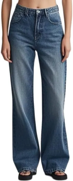 Straight Leg Jeans for Women,High Waisted Wide Leg Loose Microelastic Wide Leg Denim Pants