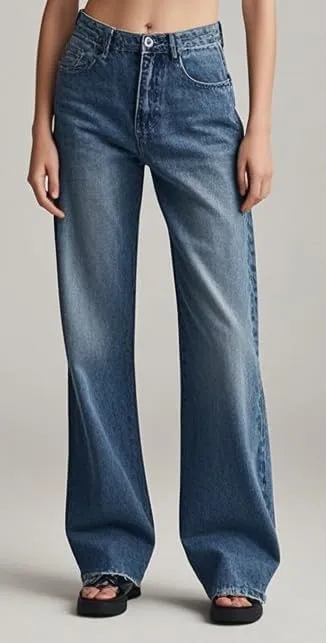 Straight Leg Jeans for Women,High Waisted Wide Leg Loose Microelastic Wide Leg Denim Pants