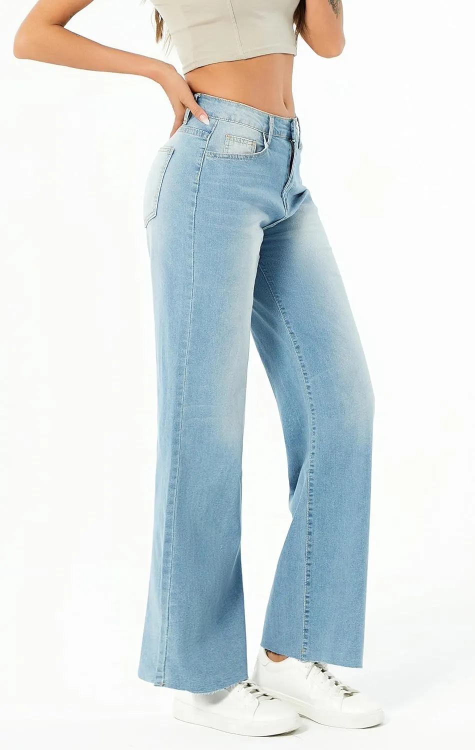 Straight Leg Jeans for Women,High Waisted Wide Leg Loose Microelastic Wide Leg Denim Pants