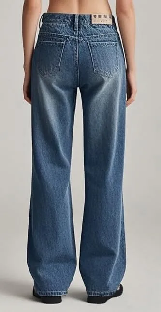 Straight Leg Jeans for Women,High Waisted Wide Leg Loose Microelastic Wide Leg Denim Pants