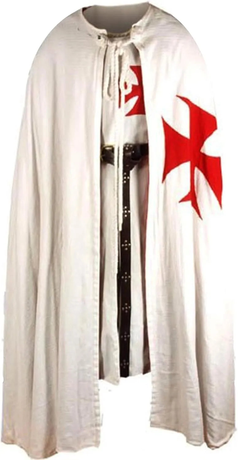 SUNLEXA Mens Medieval Knight Tunic Halloween Costume without Hooded Cap Cloak Robe Cosplay Renaissance Mens Costume (S-6XL)